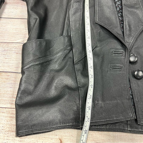 Vintage Vera Pelle Black Leather 90’s Jacket Size M Made In Italy - Picture 11 of 11